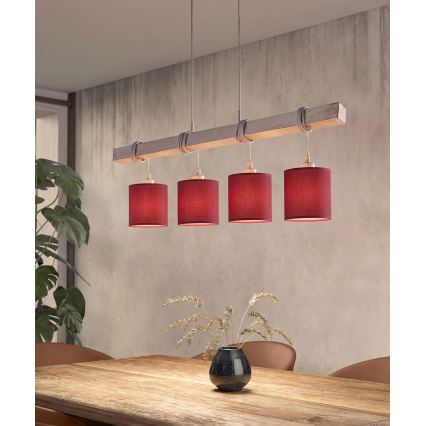 Brilagi - Lampadario LED su cavo NUBILA 4xE27/60W/230V grigio/rosso pompeiano
