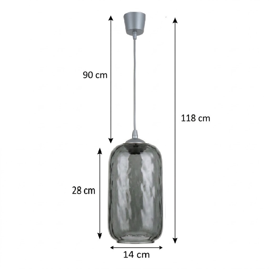 BRILAGI - Lampadario LED su cavo RETRO GLASS 1xE27/60W/230V Ø 14 cm argento/grigio fumé