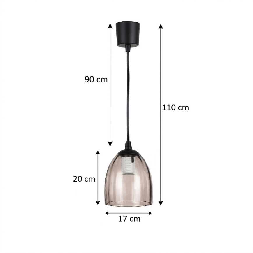 BRILAGI - Lampada a sospensione LED su cavo RETRO GLASS 1xE27/60W/230V Ø 17 cm nero/beige fumé