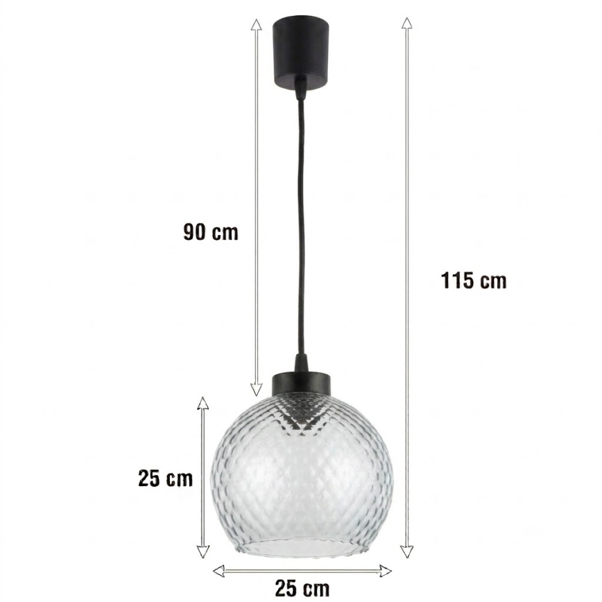 Brilagi - Lampadario LED a sospensione RETRO GLASS 1xE27/60W/230V Ø 25 cm nero/fumé