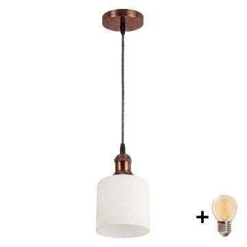 Brilagi - Lampadario LED su cavo RETRO GLASS 1xE27/60W/230V Ø 13 cm rame/bianco