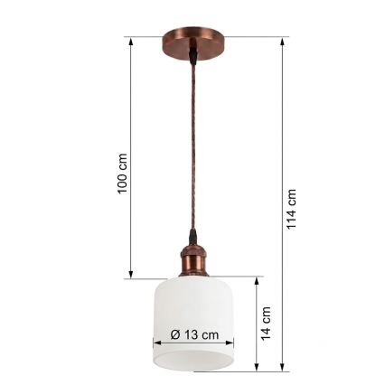 Brilagi - Lampadario LED su cavo RETRO GLASS 1xE27/60W/230V Ø 13 cm rame/bianco