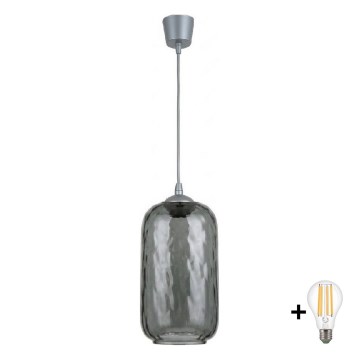 BRILAGI - Lampadario LED su cavo RETRO GLASS 1xE27/60W/230V Ø 14 cm argento/grigio fumé