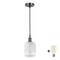 BRILAGI - Lampadario LED su cavo RETRO GLASS 1xE27/60W/230V Ø 14 cm nero/bianco