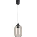 Brilagi - Lampadario LED su cavo RETRO GLASS 1xE27/60W/230V Ø 14 cm nero/grigio fumé