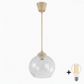 Brilagi - Lampadario LED su cavo RETRO GLASS 1xE27/60W/230V Ø 25 cm beige/trasparente