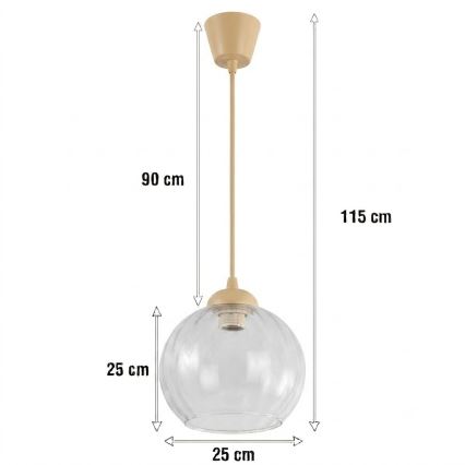 Brilagi - Lampadario LED su cavo RETRO GLASS 1xE27/60W/230V Ø 25 cm beige/trasparente