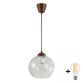 Brilagi - Lampadario LED su cavo RETRO GLASS 1xE27/60W/230V Ø 25 cm marrone/trasparente
