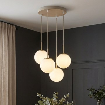 Brilagi - Lampadario sospeso a cavo 4xE27/60W/230V beige/oro