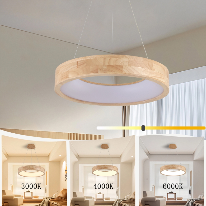 Brilagi - Lampada a sospensione LED su cavo FALCON WOOD LED/30W/230V 3000/4000/6000K Ø 45 cm legno