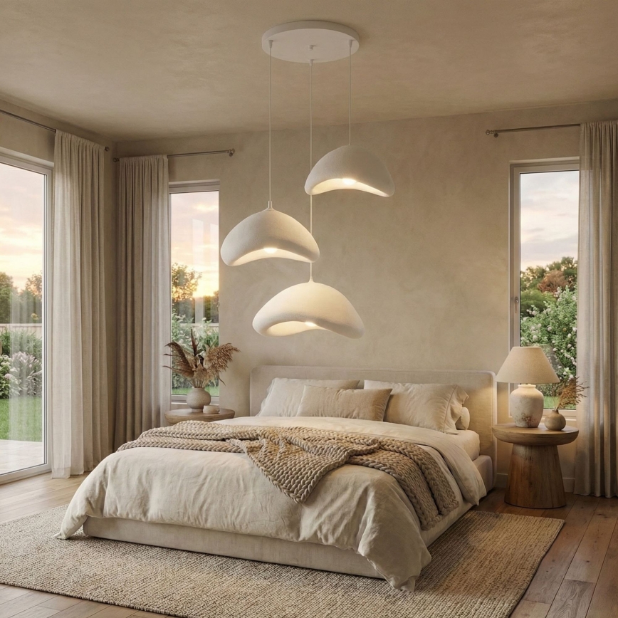 Brilagi - Lampadario sospeso a cavo LUNA 3xE27/40W/230V Ø 82 cm bianco