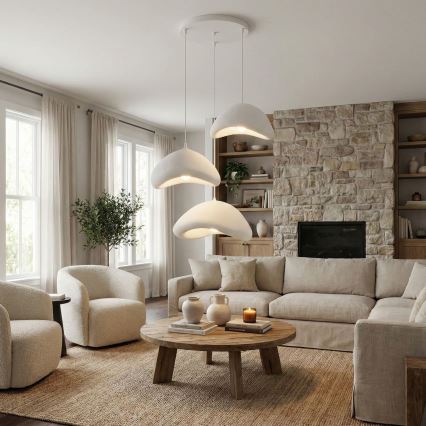 Brilagi - Lampadario sospeso a cavo LUNA 3xE27/40W/230V Ø 82 cm bianco