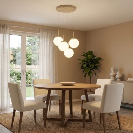 Brilagi - Lampadario sospeso a cavo MILO ECRU 4xE27/60W/230V beige/oro