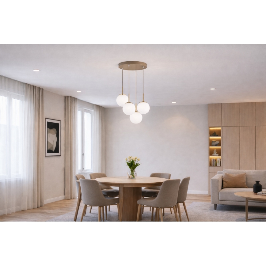Brilagi - Lampadario sospeso a cavo MILO ECRU 4xE27/60W/230V beige/oro