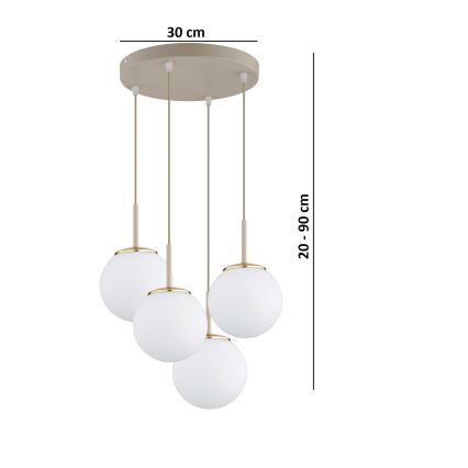 Brilagi - Lampadario sospeso a cavo MILO ECRU 4xE27/60W/230V beige/oro