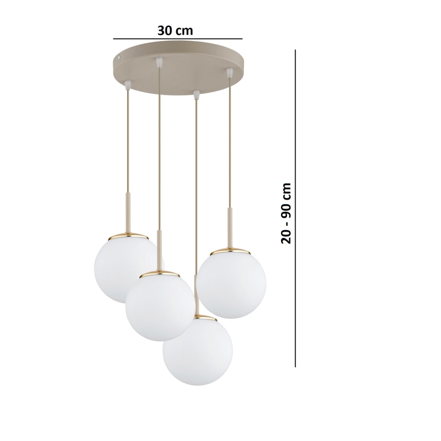 Brilagi - Lampadario sospeso a cavo MILO ECRU 4xE27/60W/230V beige/oro