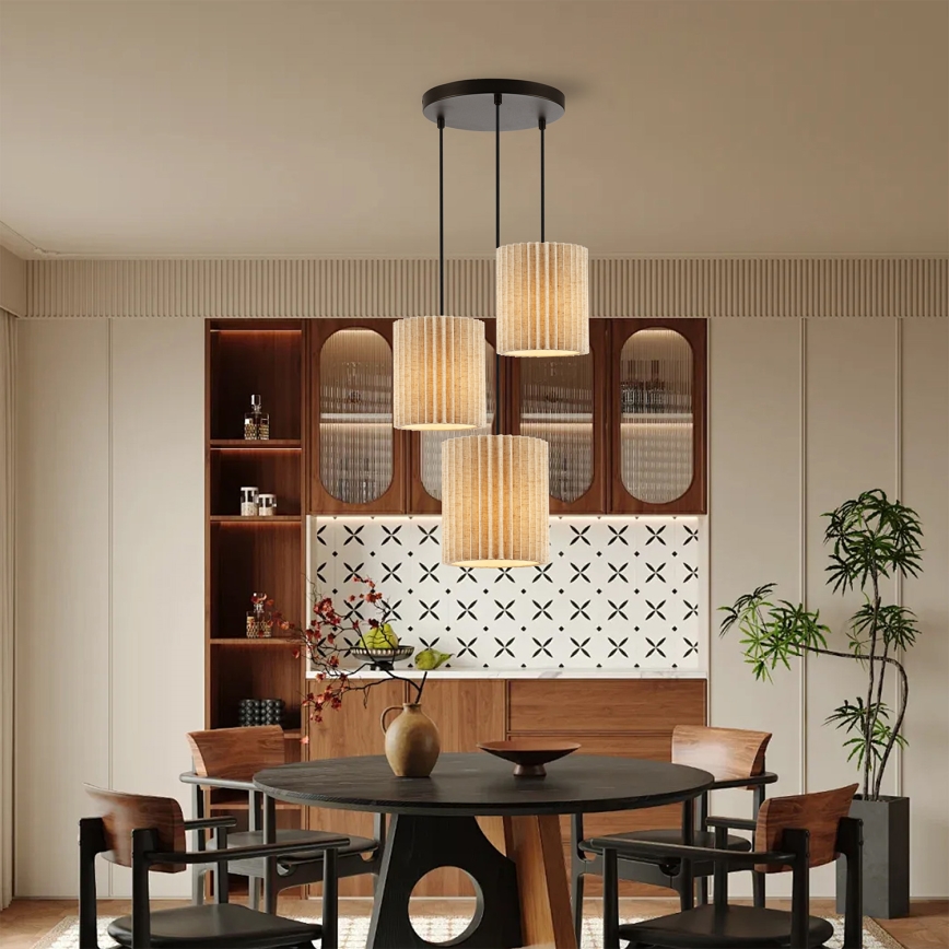 Brilagi - Lampadario sospeso a cavo NORDIC WAVE 3xE27/15W/230V diam. 38 cm lino/nero