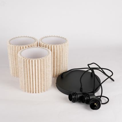 Brilagi - Lampadario sospeso a cavo NORDIC WAVE 3xE27/15W/230V diam. 38 cm lino/nero