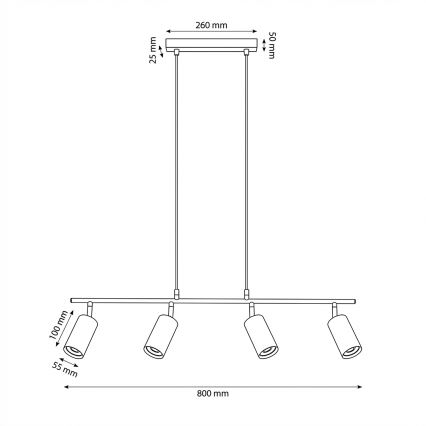 Brilagi - Lampadario sospeso a cavo SELE 4xGU10/30W/230V beige