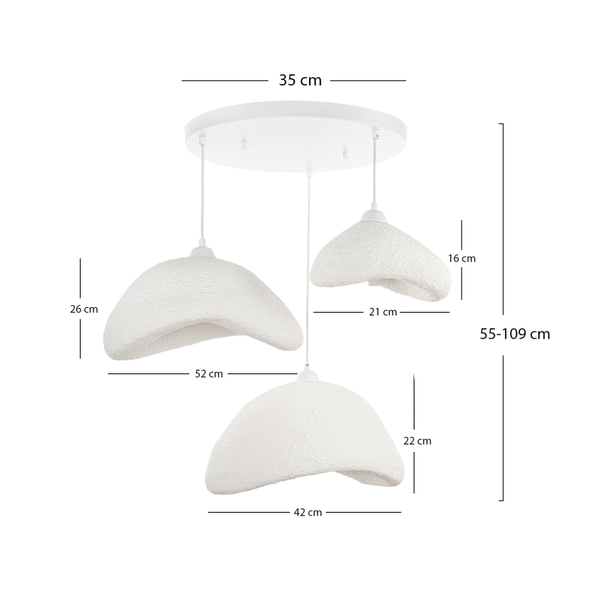 Brilagi - Lampadario sospeso a cavo WABI SABI 3xE27/40W/230V Ø 82 cm bianco