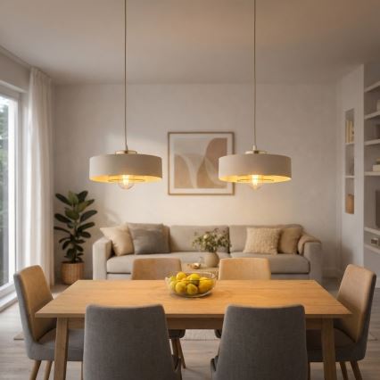 Brilagi - Lampadario sospeso con cavo 1xE27/60W/230V Ø 30 cm beige/oro