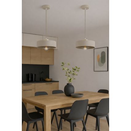 Brilagi - Lampadario sospeso con cavo 1xE27/60W/230V Ø 30 cm beige/oro