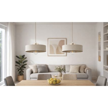 Brilagi - Lampadario sospeso con cavo 1xE27/60W/230V Ø 30 cm beige/oro