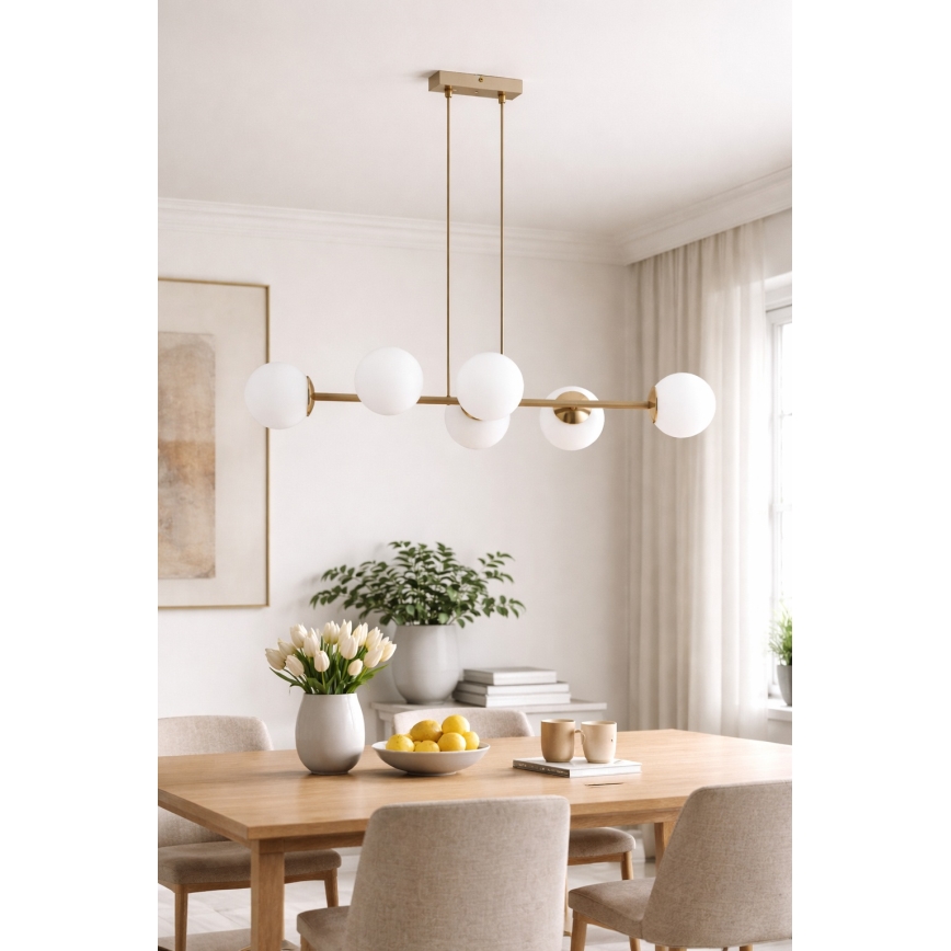 Brilagi - Lampadario sospeso con cavo 6xE27/60W/230V beige/oro
