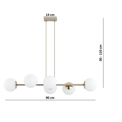 Brilagi - Lampadario sospeso con cavo 6xE27/60W/230V beige/oro
