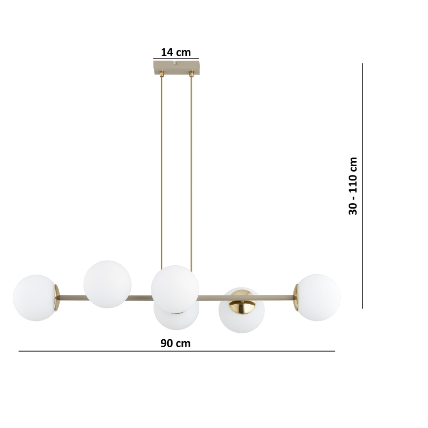 Brilagi - Lampadario sospeso con cavo 6xE27/60W/230V beige/oro