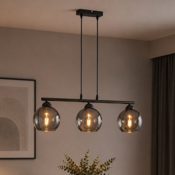 Brilagi - Lampadario sospeso con cavo DIOR 3xE27/60W/230V nero/grigio fumé