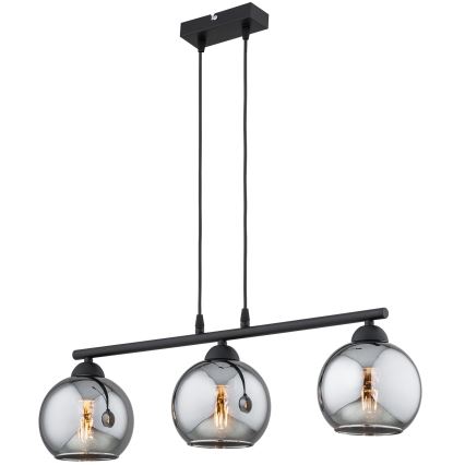 Brilagi - Lampadario sospeso con cavo DIOR 3xE27/60W/230V nero/grigio fumé