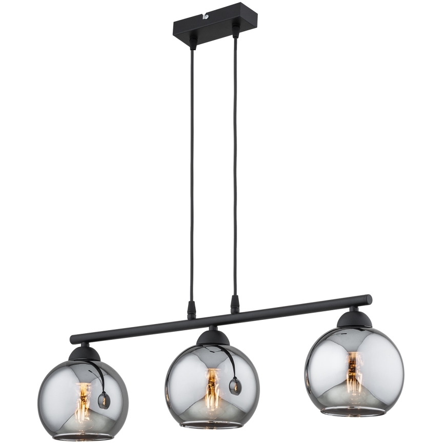 Brilagi - Lampadario sospeso con cavo DIOR 3xE27/60W/230V nero/grigio fumé