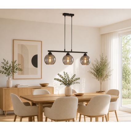 Brilagi - Lampadario sospeso con cavo DIOR 3xE27/60W/230V nero/grigio fumé