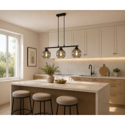 Brilagi - Lampadario sospeso con cavo DIOR 3xE27/60W/230V nero/grigio fumé