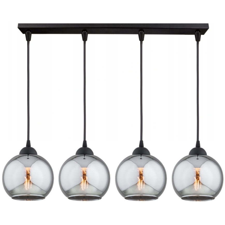 Brilagi - Lampadario sospeso con cavo DIOR 4xE27/60W/230V nero/grigio fumé