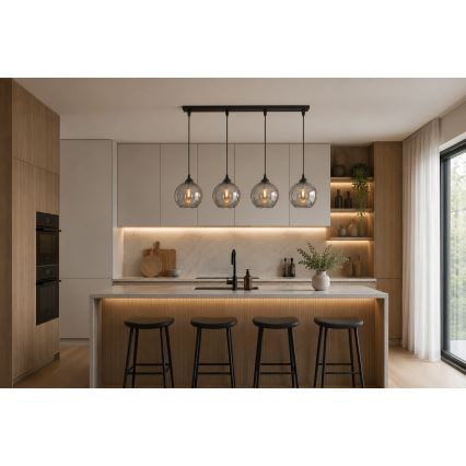 Brilagi - Lampadario sospeso con cavo DIOR 4xE27/60W/230V nero/grigio fumé