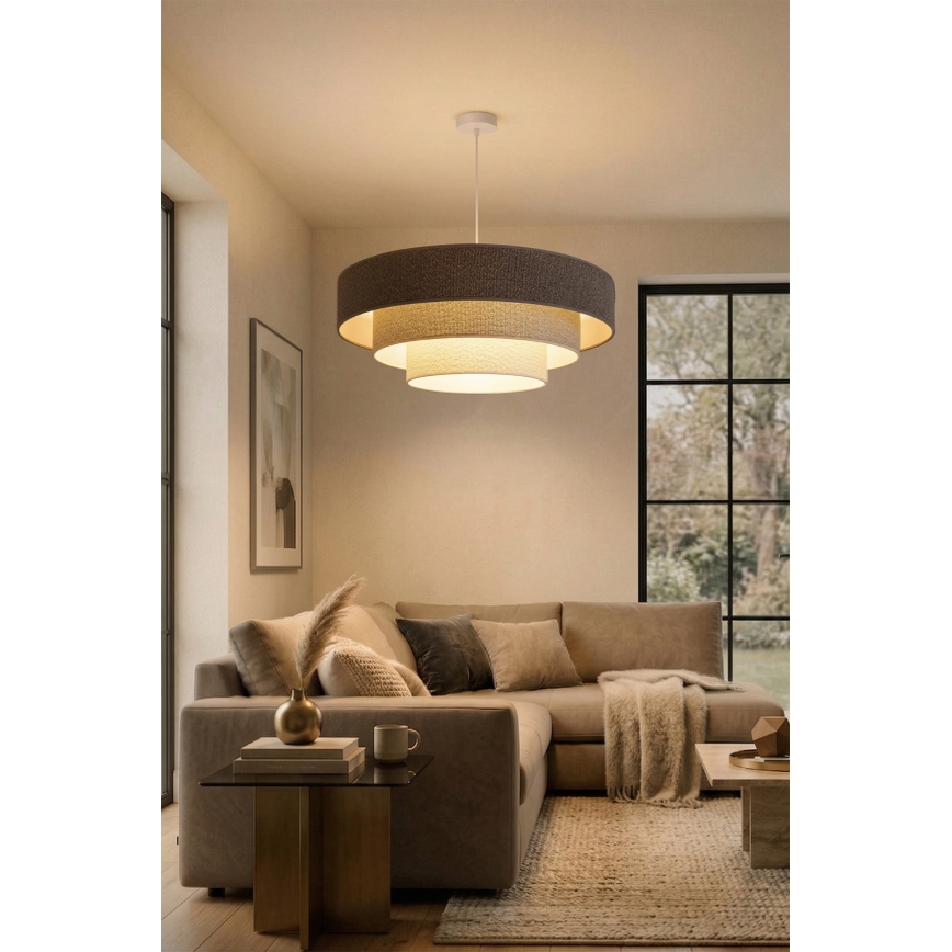 Brilagi - Lampadario sospeso con cavo LUNETA 3xE27/60W/230V Ø 80 cm grigio/crema/bianco