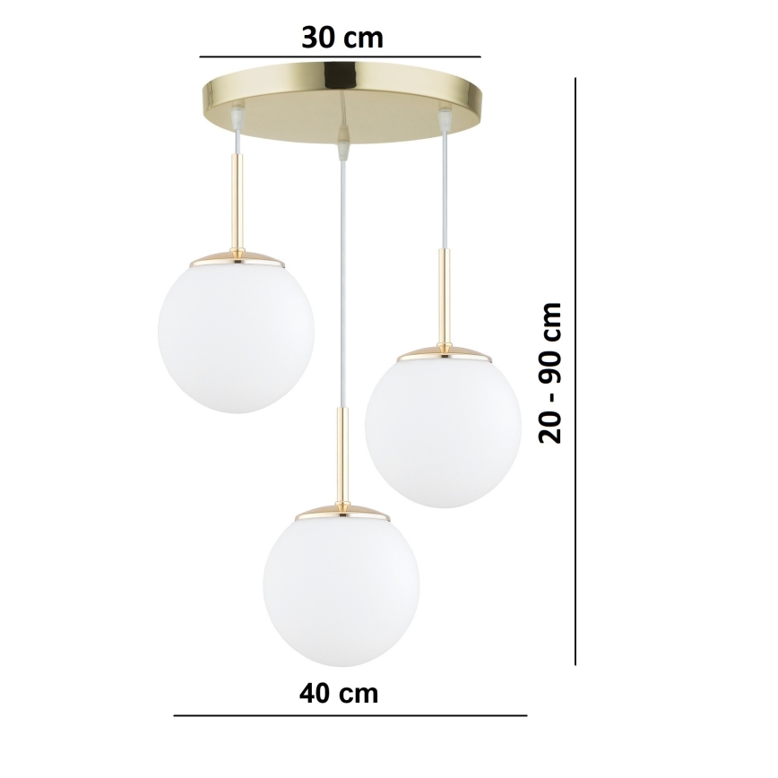Brilagi - Lampadario sospeso con cavo MILO 3xE27/60W/230V dorato