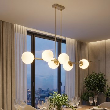 Brilagi - Lampadario sospeso con cavo MILO ECRU 6xE27/60W/230V beige/oro