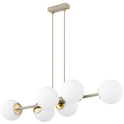 Brilagi - Lampadario sospeso con cavo MILO ECRU 6xE27/60W/230V beige/oro