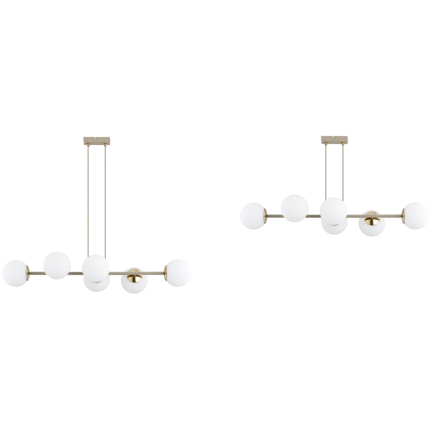 Brilagi - Lampadario sospeso con cavo MILO ECRU 6xE27/60W/230V beige/oro