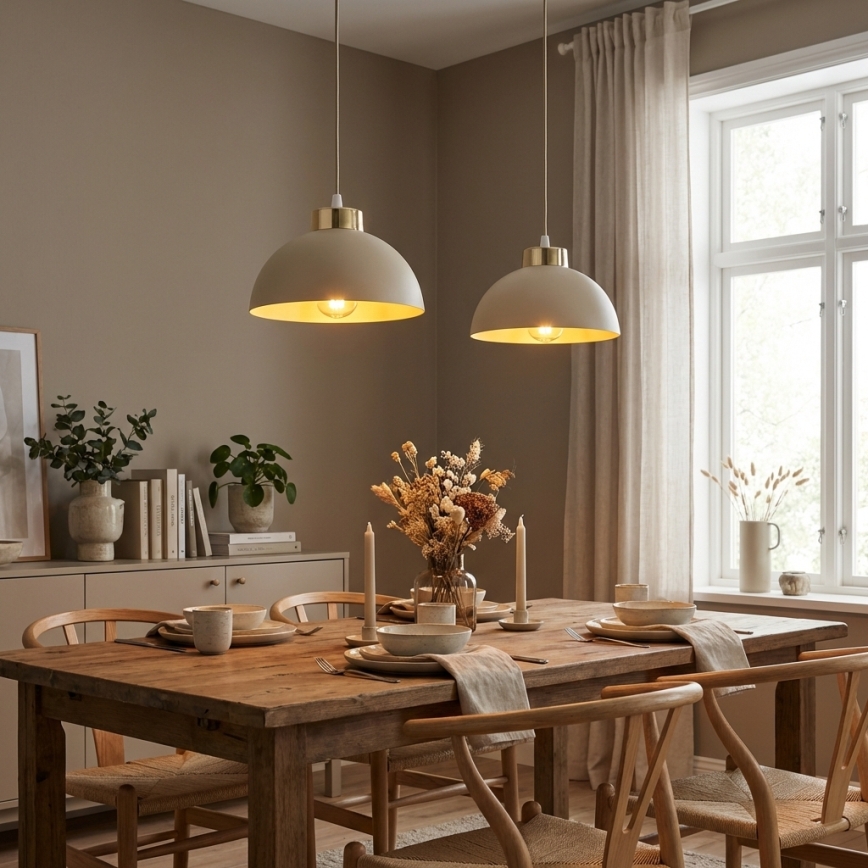 Brilagi - Lampadario sospeso con cavo MOON 2xE27/60W/230V beige/oro