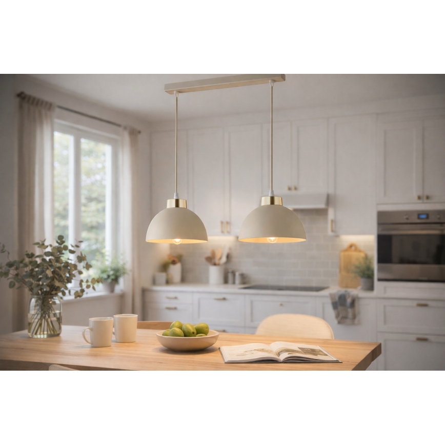 Brilagi - Lampadario sospeso con cavo MOON 2xE27/60W/230V beige/oro