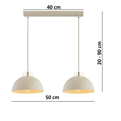 Brilagi - Lampadario sospeso con cavo MOON 2xE27/60W/230V beige/oro