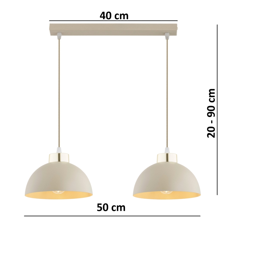 Brilagi - Lampadario sospeso con cavo MOON 2xE27/60W/230V beige/oro