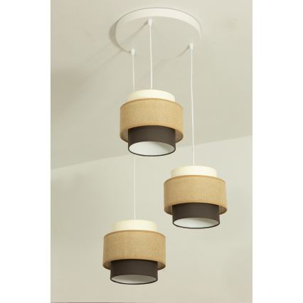 Brilagi - Lampadario sospeso con cavo RESNA 3xE27/60W/230V Ø 45 cm beige/nero