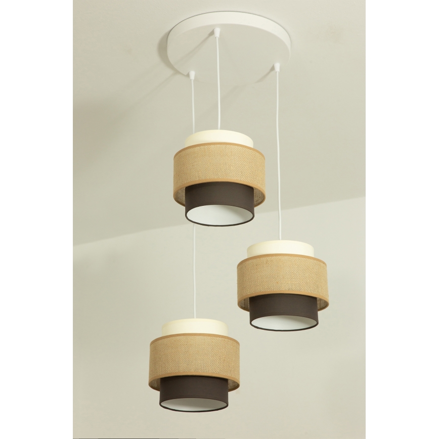 Brilagi - Lampadario sospeso con cavo RESNA 3xE27/60W/230V Ø 45 cm beige/nero