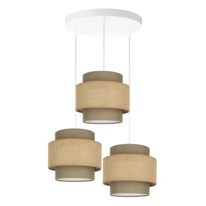 Brilagi - Lampadario sospeso con cavo RESNA 3xE27/60W/230V Ø 45 cm marrone/beige