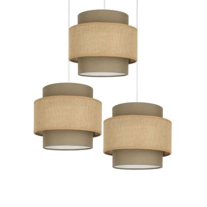 Brilagi - Lampadario sospeso con cavo RESNA 3xE27/60W/230V Ø 45 cm marrone/beige